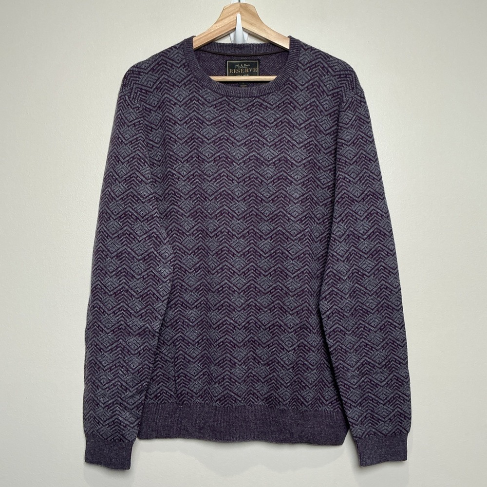 NWT Jos. A. Bank‎ Reserve Men's Lambs Wool Crew Neck Cozy Sweater Purple Grandpa